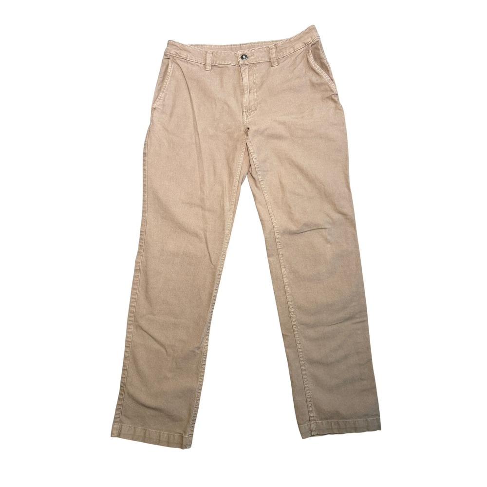 Prana Tan Khaki Organic Cotton Stretch Canvas Straight Leg Pants Womens 29